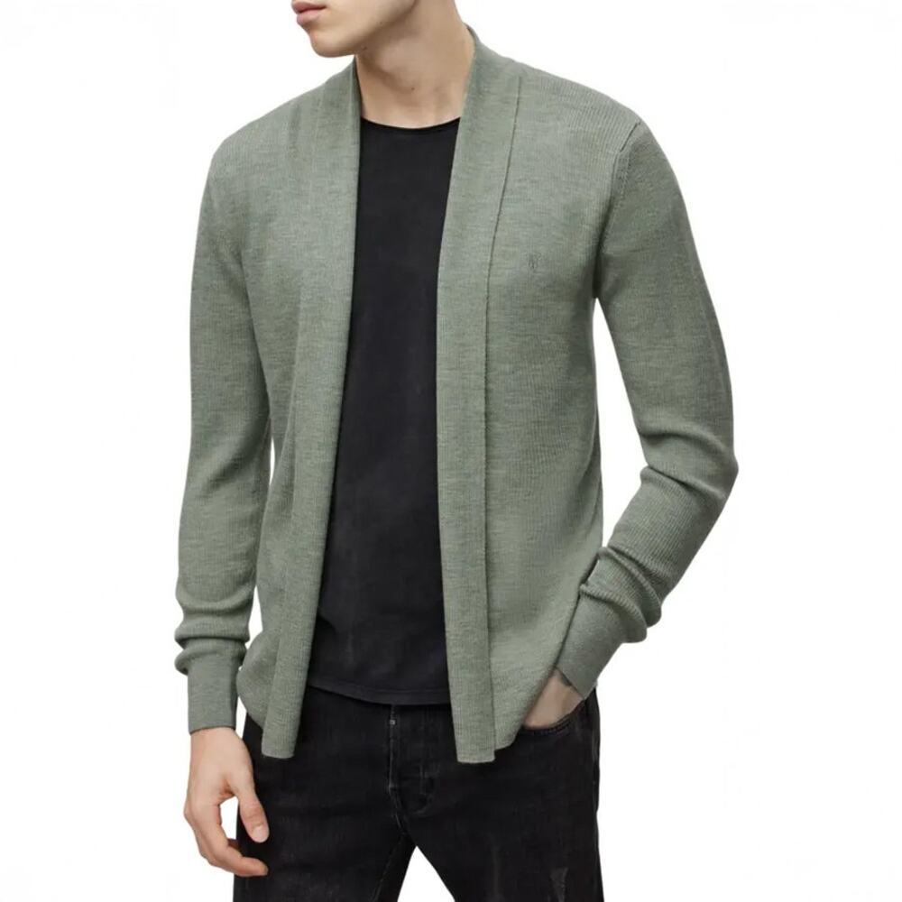 ALLSAINTS Merino Wool Open Front Cardigan in Sap Green Size M